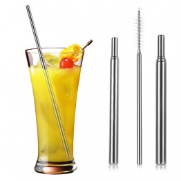 1pc Reusable Straw Stainless Steel Metal Folding Straw Portable Collapsible Bar Brush Metal Drink Mate Tea Bar Accessorie