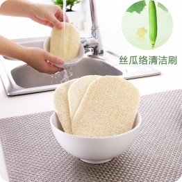 3pcs Natural Loofah dishwashing Cloth Kitchen Decontamination Non-stick Oil Brush pot Double-sided Cleaning Microfibre Sponge