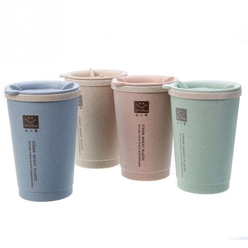 280ML-Double-wall-Insulation-Wheat-Straw-Cup-Fashion-Protable-Travel-Mug-Spill-proof-Cup-Office-Coff-32890532408